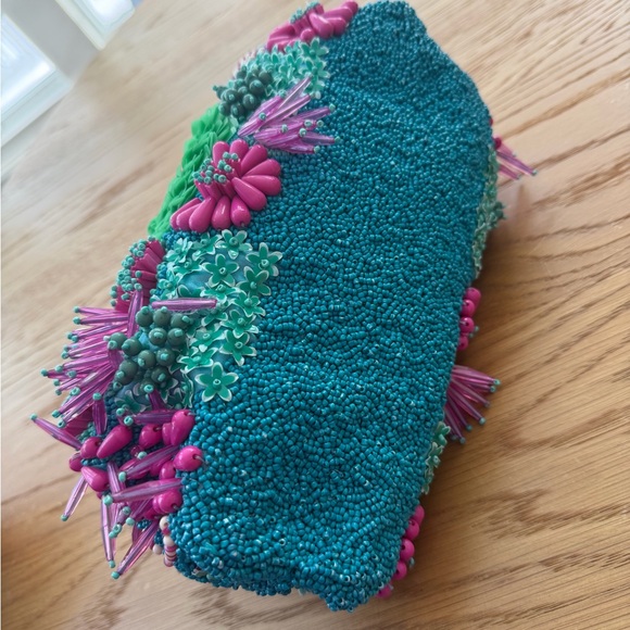 Zara coral Vibrant Beaded Clutch - Picture 7 of 11